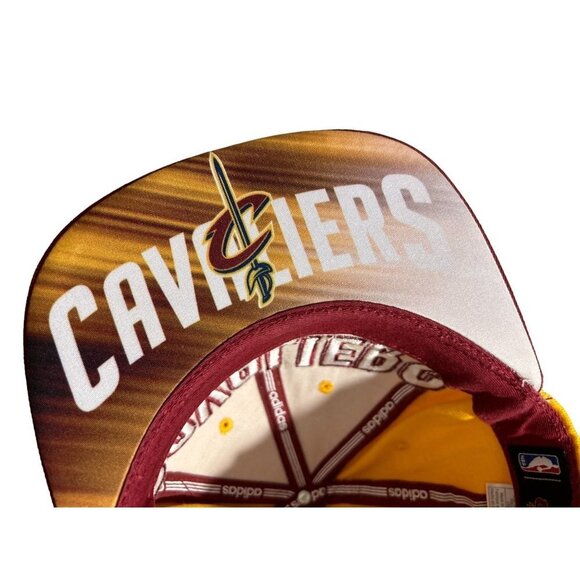 ADIDAS CAVALIERS NBA Hat Yellow Burgundy Denim Baseball Adjustable Backing - Picture 5 of 9